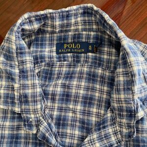 Vintage  Ralph Lauren Polo  Linen Men’s Plaid Shirt sz XL Tall